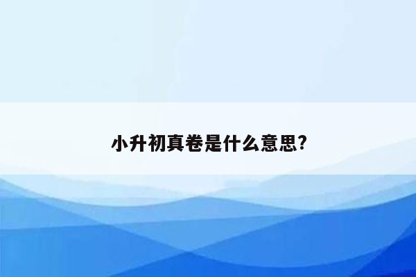 小升初真卷是什么意思?