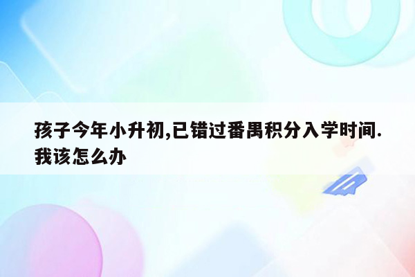 孩子今年小升初,已错过番禺积分入学时间.我该怎么办