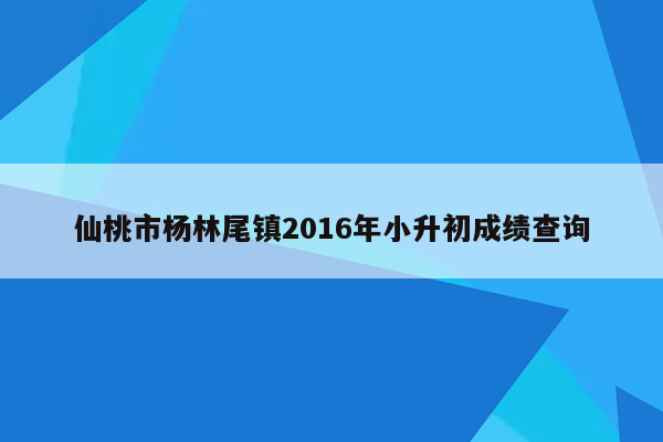 仙桃市杨林尾镇2016年小升初成绩查询