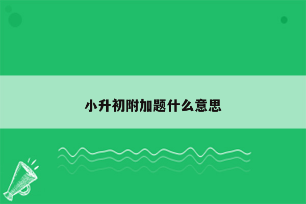 小升初附加题什么意思