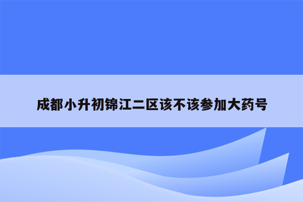 成都小升初锦江二区该不该参加大药号
