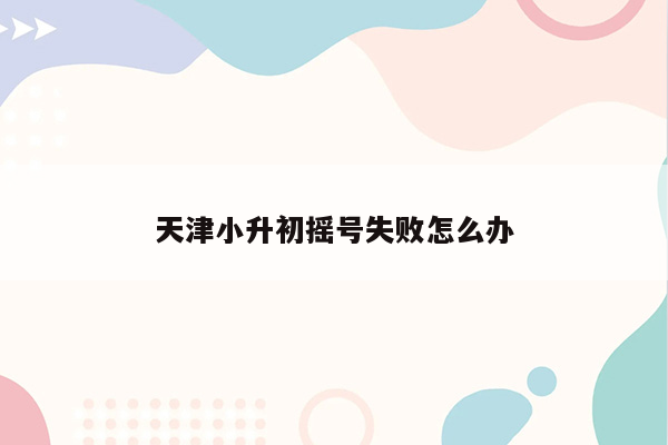 天津小升初摇号失败怎么办