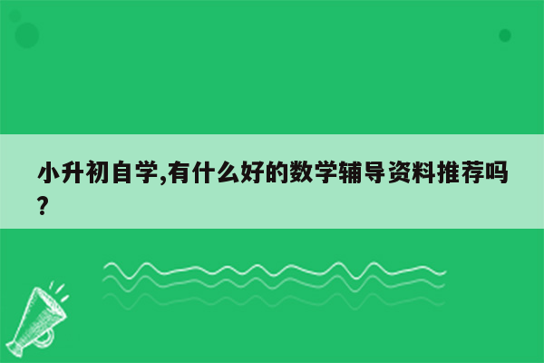 小升初自学,有什么好的数学辅导资料推荐吗?