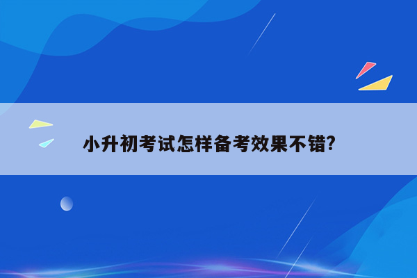 小升初考试怎样备考效果不错?