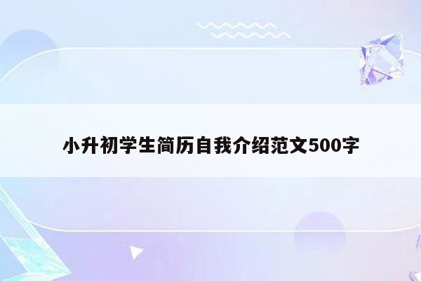 小升初学生简历自我介绍范文500字