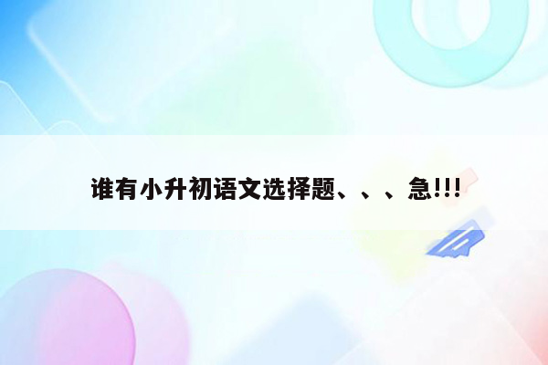 谁有小升初语文选择题、、、急!!!
