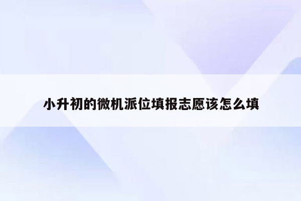 小升初的微机派位填报志愿该怎么填