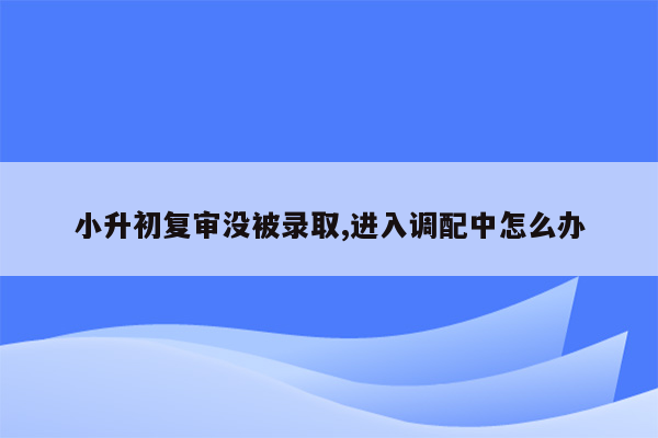 小升初复审没被录取,进入调配中怎么办