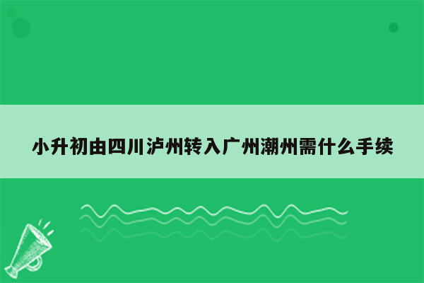 小升初由四川泸州转入广州潮州需什么手续