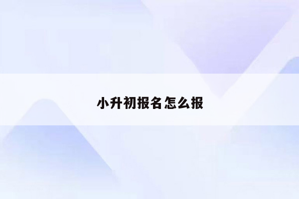 小升初报名怎么报