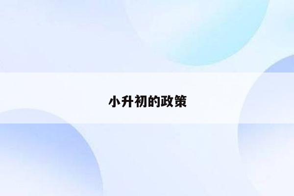 小升初的政策