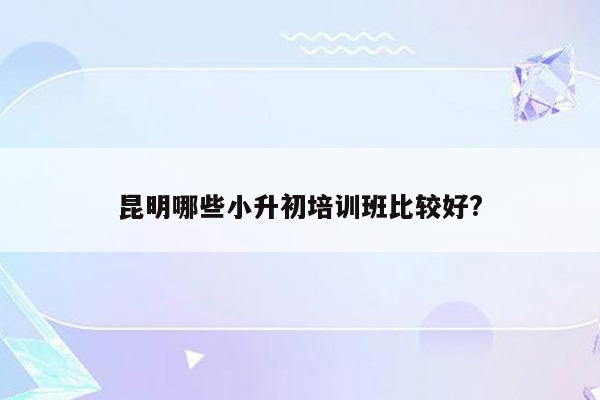 昆明哪些小升初培训班比较好?