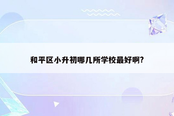 和平区小升初哪几所学校最好啊?