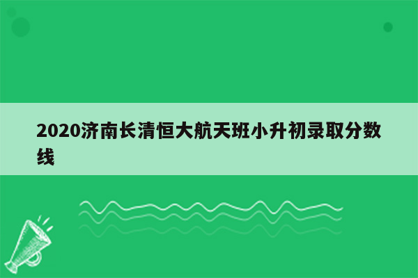 2020济南长清恒大航天班小升初录取分数线