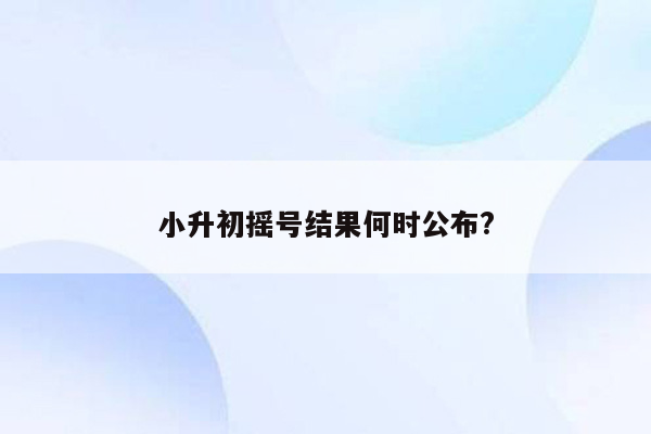 小升初摇号结果何时公布?