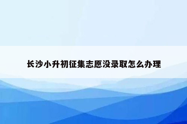 长沙小升初征集志愿没录取怎么办理