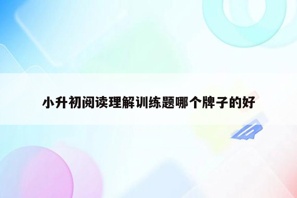 小升初阅读理解训练题哪个牌子的好