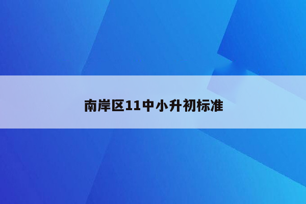 南岸区11中小升初标准