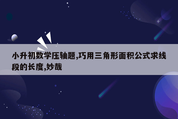 小升初数学压轴题,巧用三角形面积公式求线段的长度,妙哉