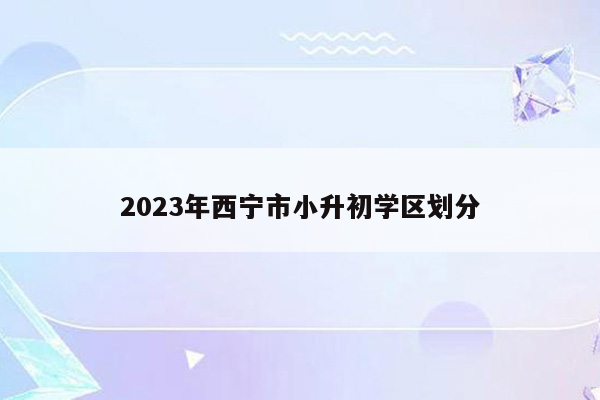 2023年西宁市小升初学区划分