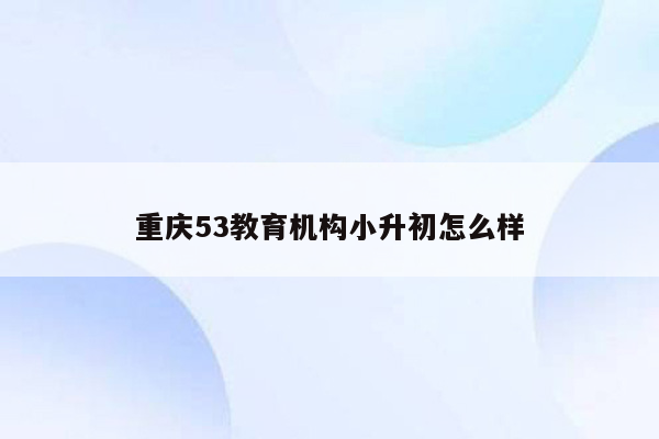重庆53教育机构小升初怎么样