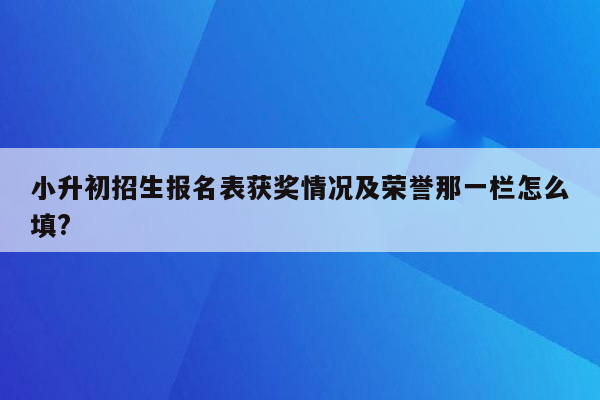 小升初招生报名表获奖情况及荣誉那一栏怎么填?