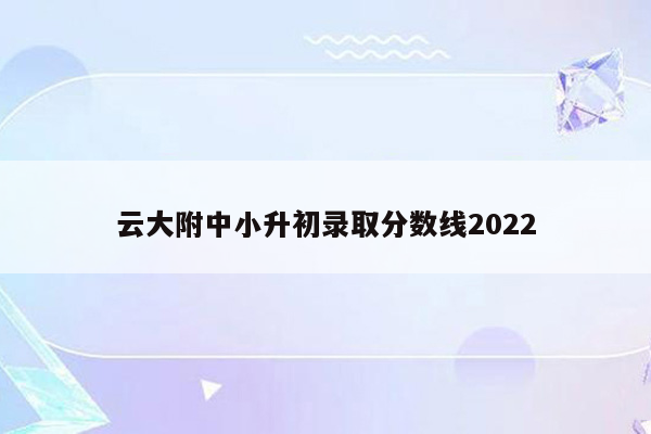 云大附中小升初录取分数线2022