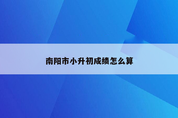 南阳市小升初成绩怎么算