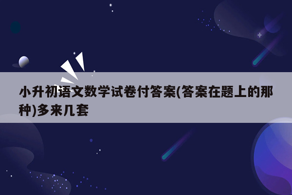 小升初语文数学试卷付答案(答案在题上的那种)多来几套