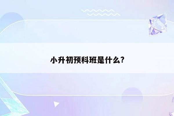 小升初预科班是什么?