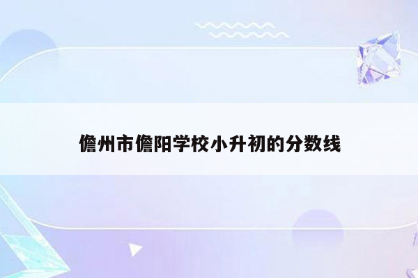 儋州市儋阳学校小升初的分数线