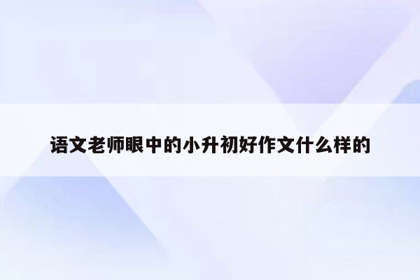 语文老师眼中的小升初好作文什么样的