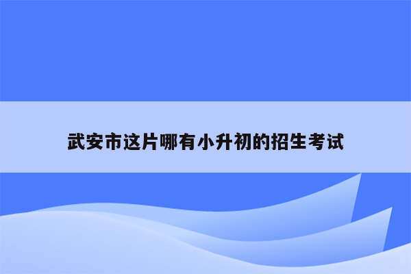 武安市这片哪有小升初的招生考试