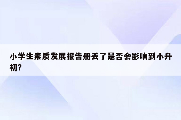 小学生素质发展报告册丢了是否会影响到小升初?