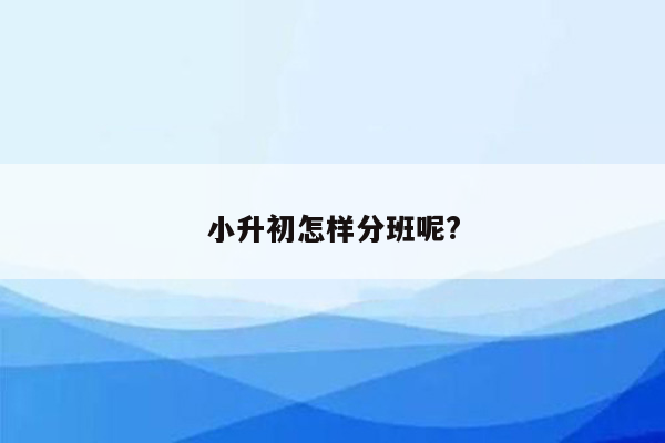 小升初怎样分班呢?