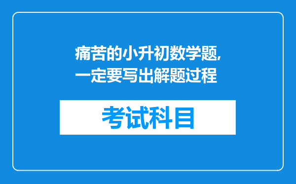 痛苦的小升初数学题,一定要写出解题过程