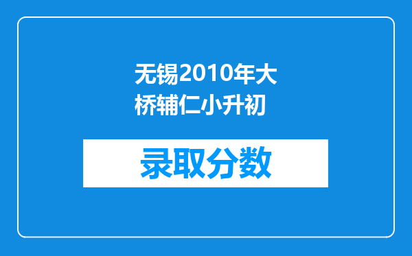 无锡2010年大桥辅仁小升初