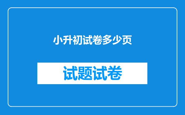 小升初试卷多少页