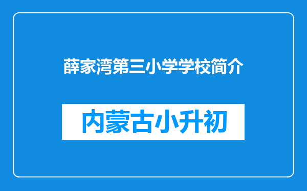 薛家湾第三小学学校简介