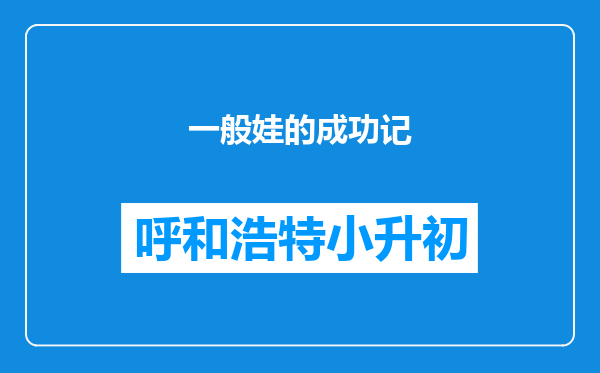 一般娃的成功记