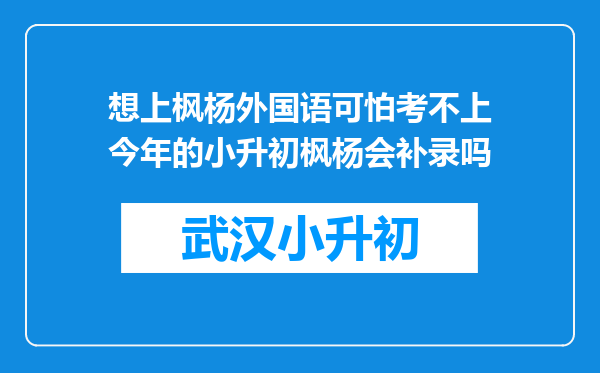 想上枫杨外国语可怕考不上今年的小升初枫杨会补录吗