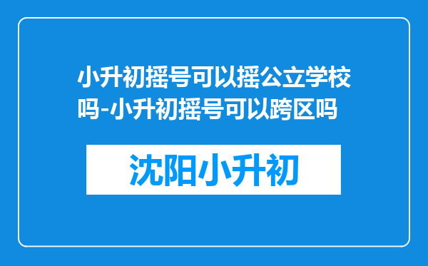 小升初摇号可以摇公立学校吗-小升初摇号可以跨区吗