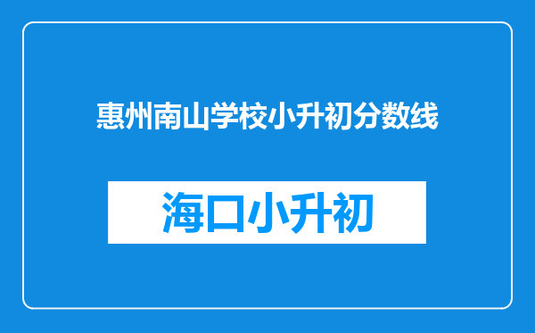 惠州南山学校小升初分数线