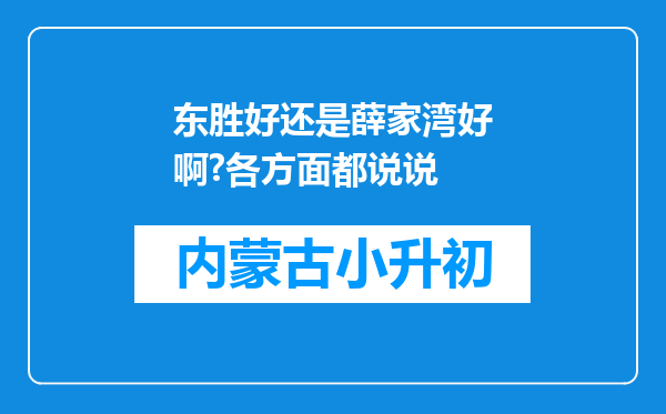 东胜好还是薛家湾好啊?各方面都说说