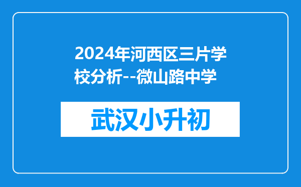 2024年河西区三片学校分析--微山路中学