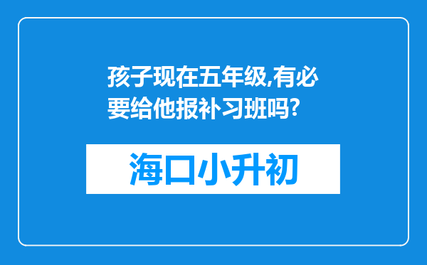 孩子现在五年级,有必要给他报补习班吗?