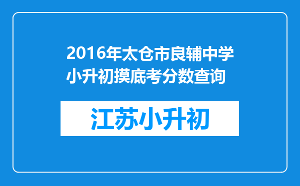 2016年太仓市良辅中学小升初摸底考分数查询