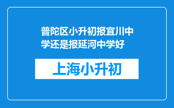 普陀区小升初报宜川中学还是报延河中学好