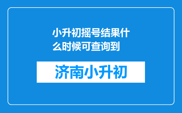小升初摇号结果什么时候可查询到