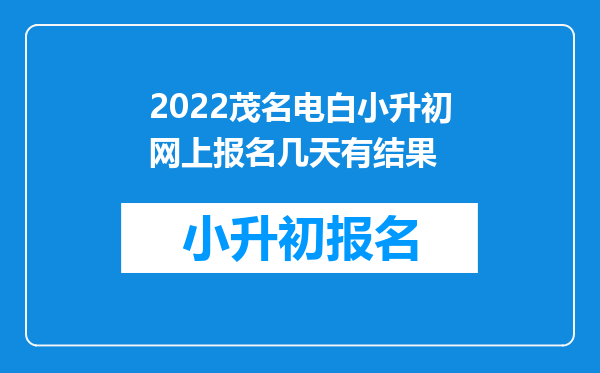 2022茂名电白小升初网上报名几天有结果